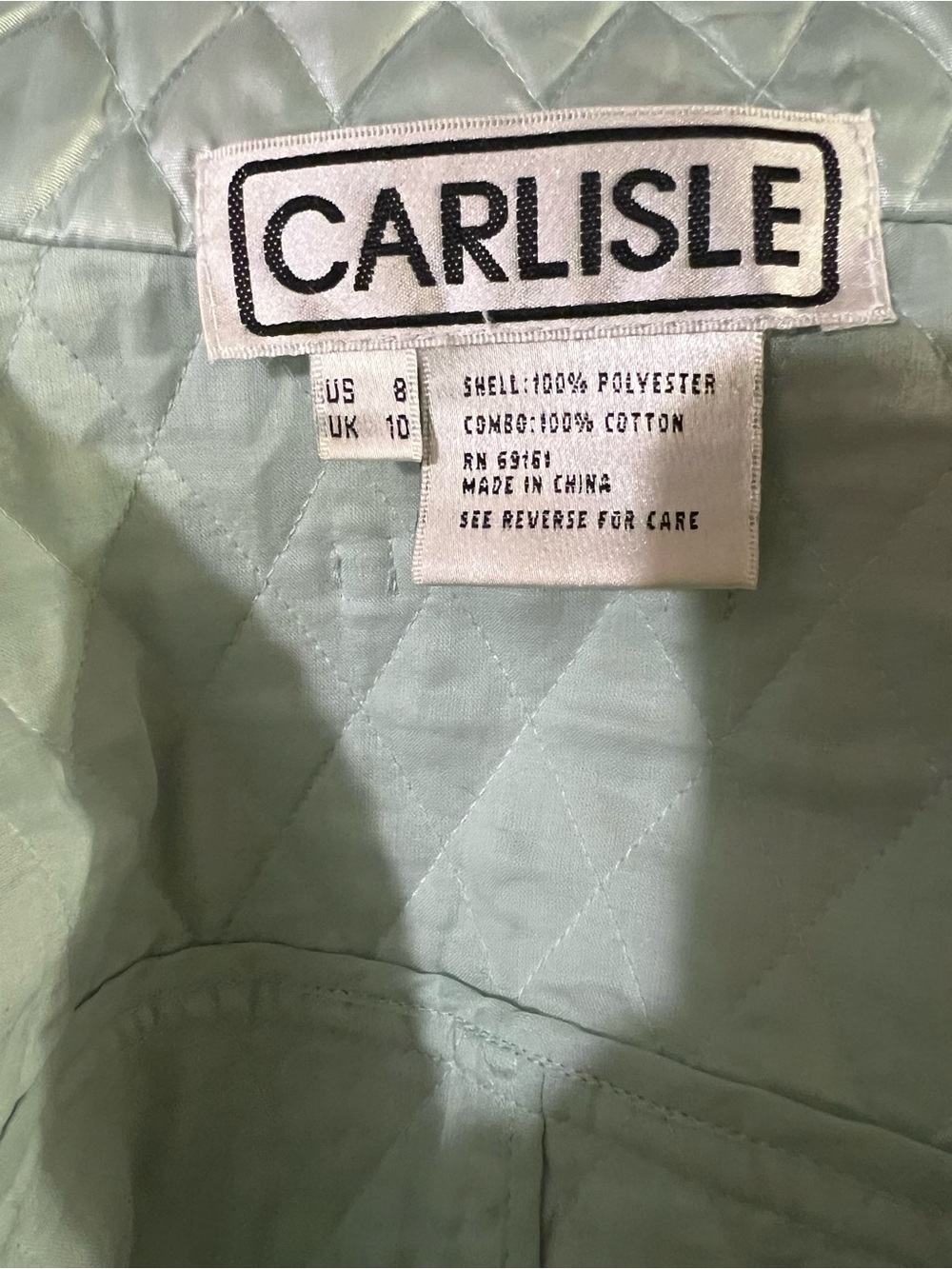 Carlisle Size 8 Sophisticated Quilted Mint Green Belted Vest w/ Detachable Hood - Picture 10 of 11